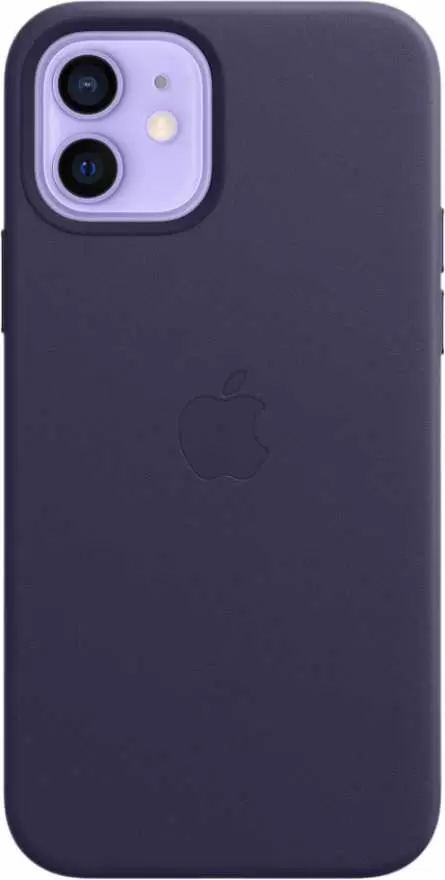 Чехол Apple Leather Case with MagSafe Deep Violet для iPhone 12/12 Pro (MJYR3ZE/A), темно-фиолетовый